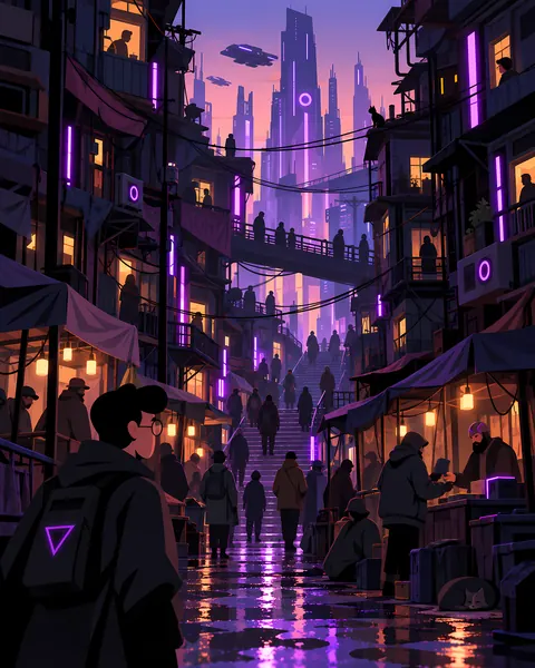 The slums concept study: Market street figure back