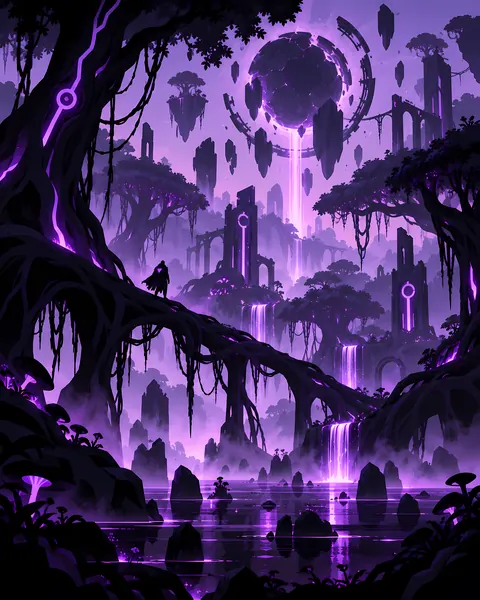 The Outer Nether concept study: Giant roots waterfalls